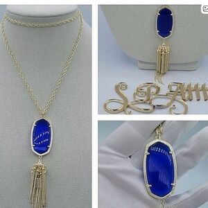 Kendra Scott Necklace Rayne Gold Plated Blue Pendant Tassel Necklace #549 & 550
